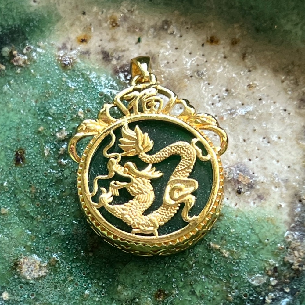 Chinese Lucky Dragon Jade Pendant